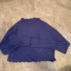 Vintage Blue Long Sleeve Crop Top